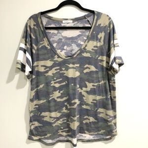 Charlotte Russe Green Camo Scoop Neck Top XL